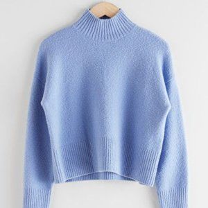 & Other Stories Blue Mock Neck Sweater